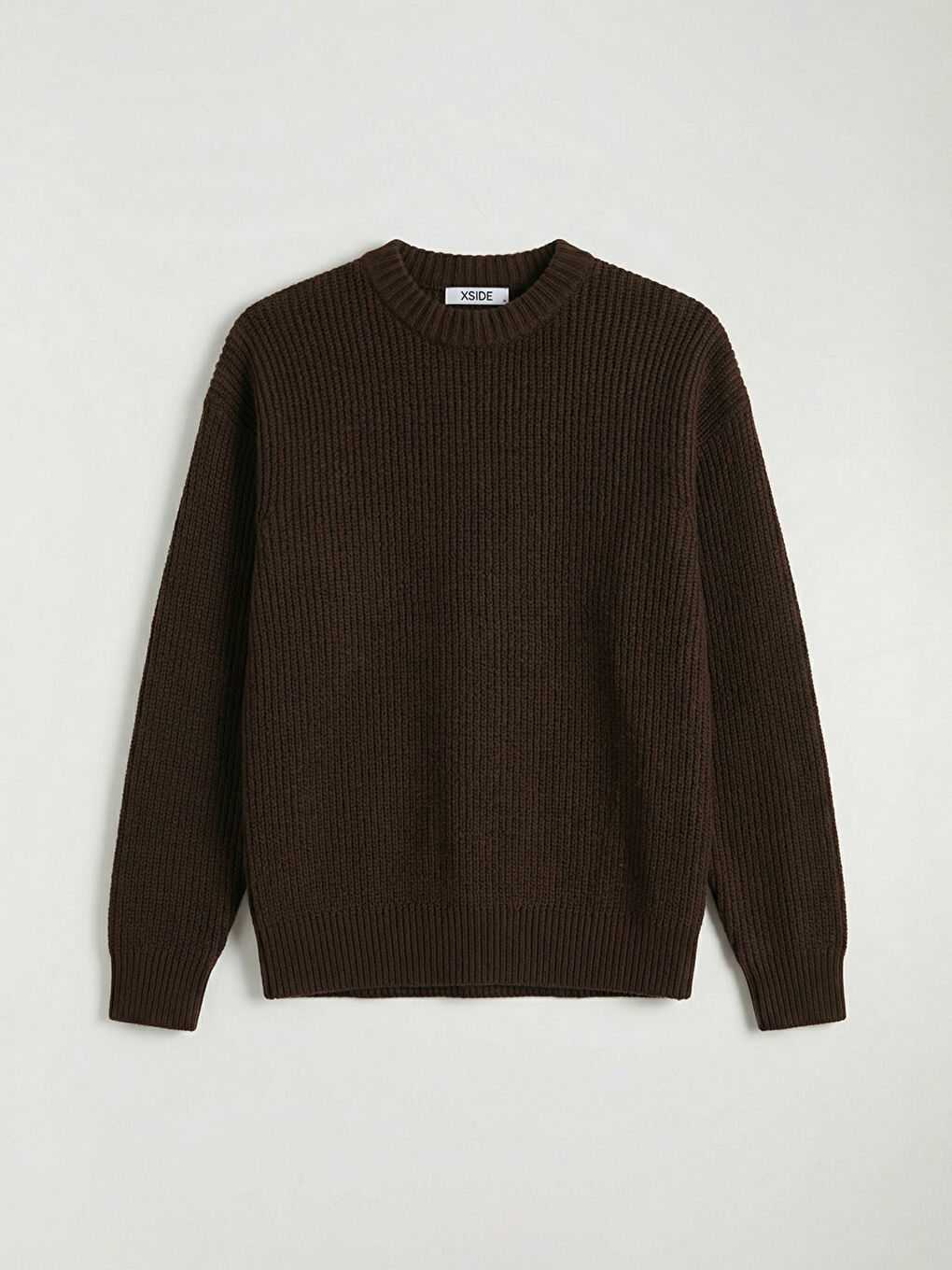 Kahverengi Bisiklet Yaka Oversize Kadın Triko Kazak-4