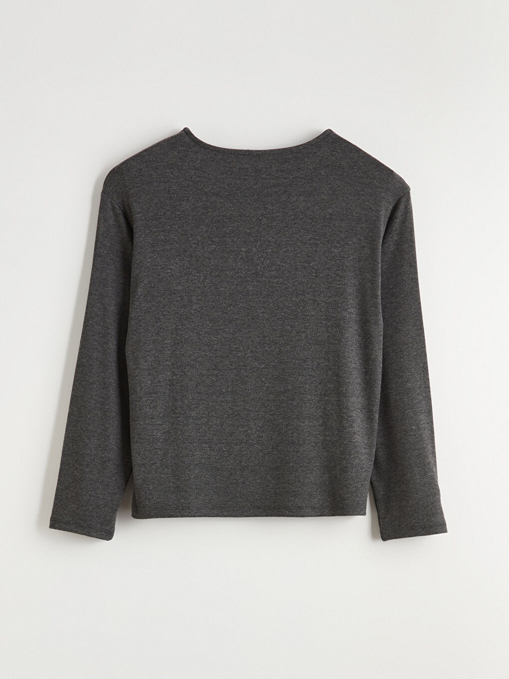 Gri Bisiklet Yaka Taşlı Kız Çocuk Tişört-2