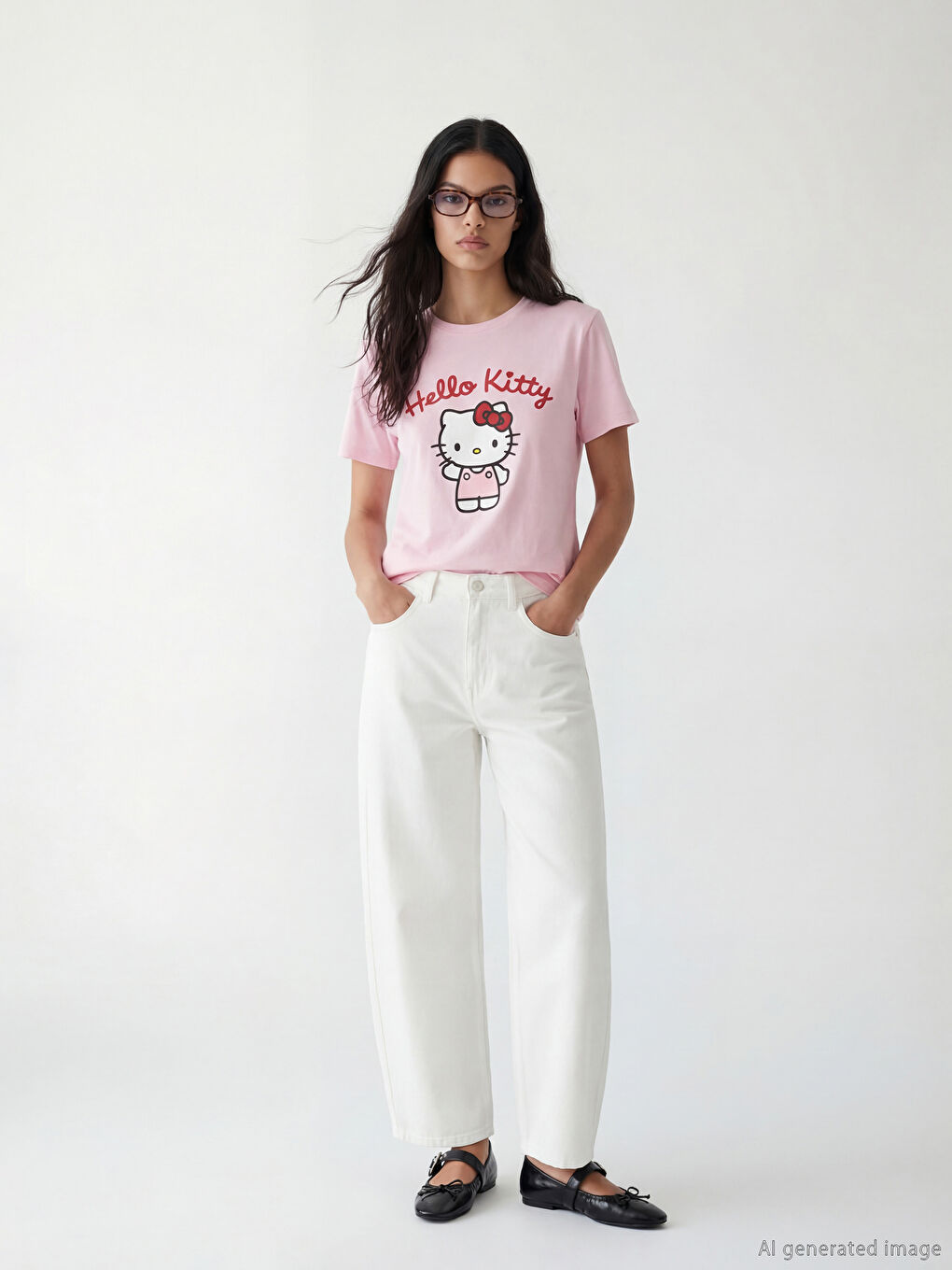Hello Kitty Crew Neck Women's T-Shirt-1