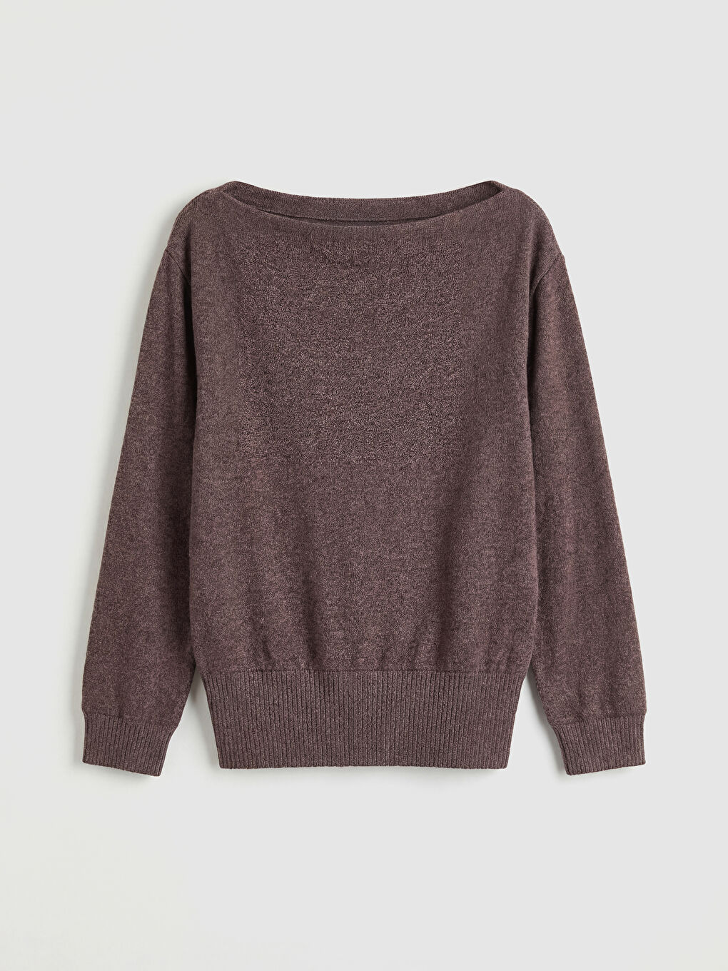 Kahverengi Kayık Yaka Bluz