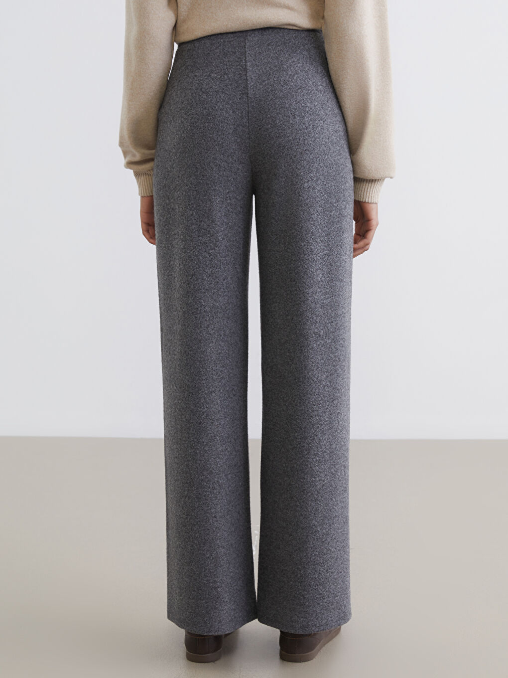 ელასტიური წელის ფართო შარვალი ქალებისთვის-3