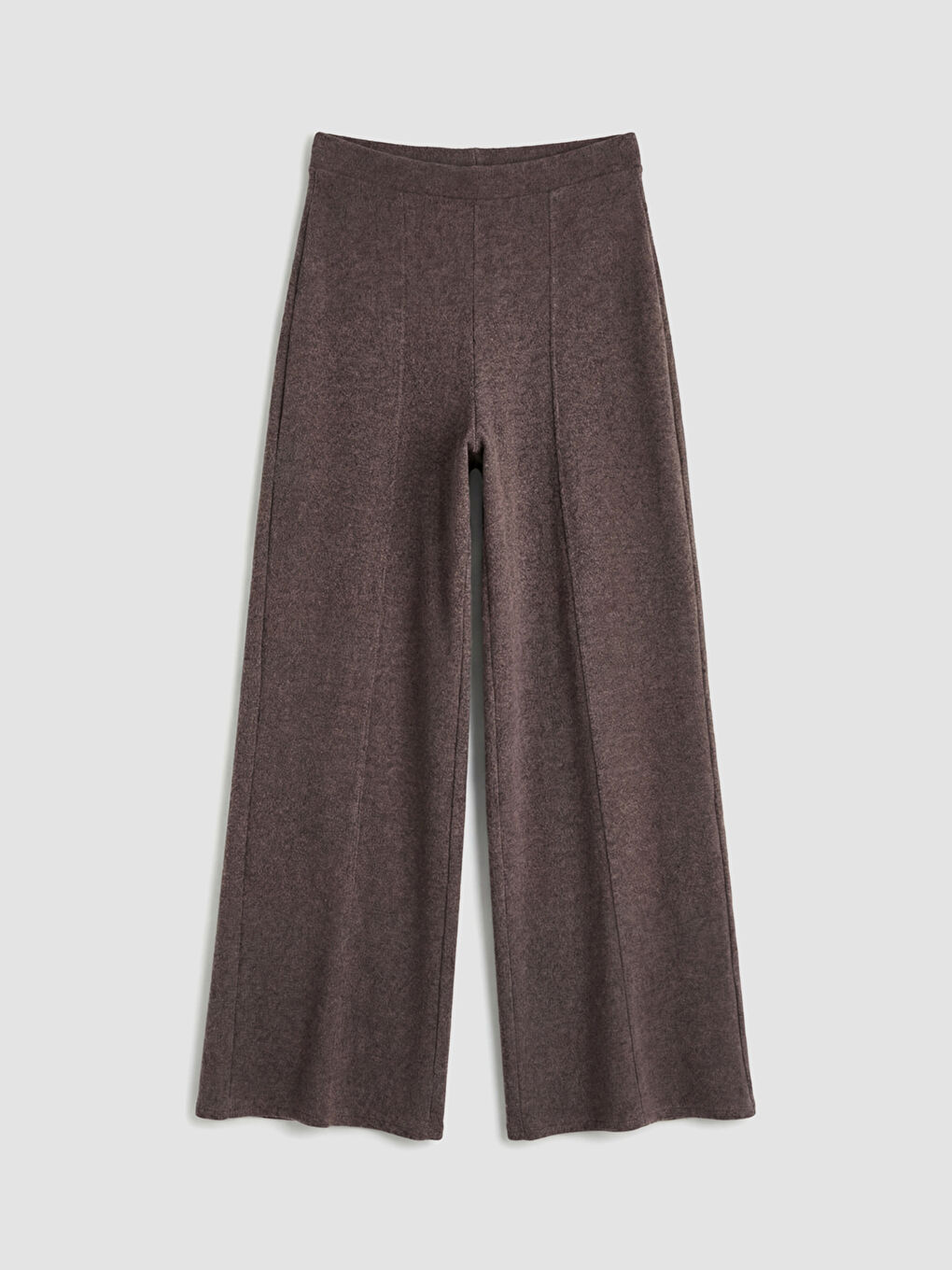 Kahverengi Beli Lastikli Geniş Paça Kadın Pantolon