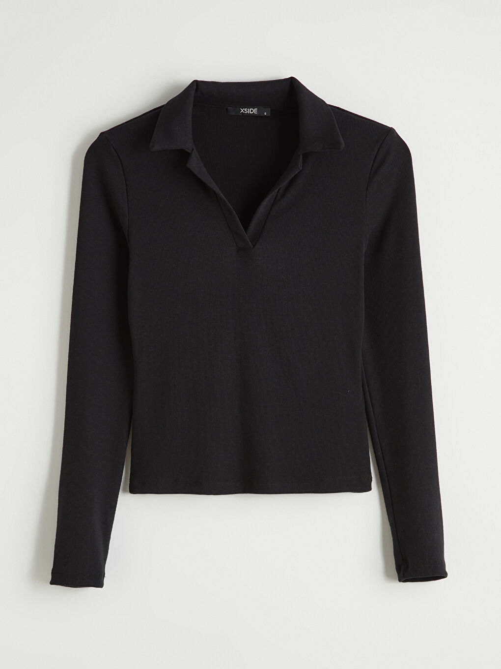 Siyah Polo Yaka Kadın Body	