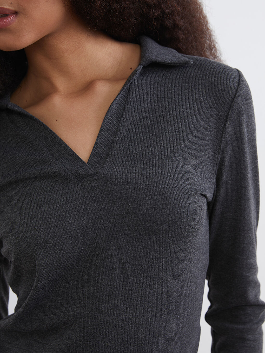 Antrasit Polo Yaka Kadın Body	-2