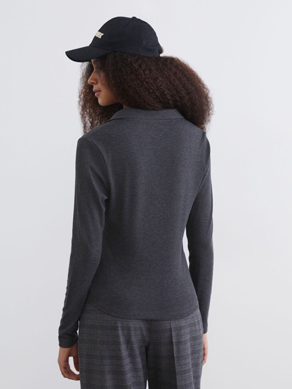 Antrasit Polo Yaka Kadın Body	-3