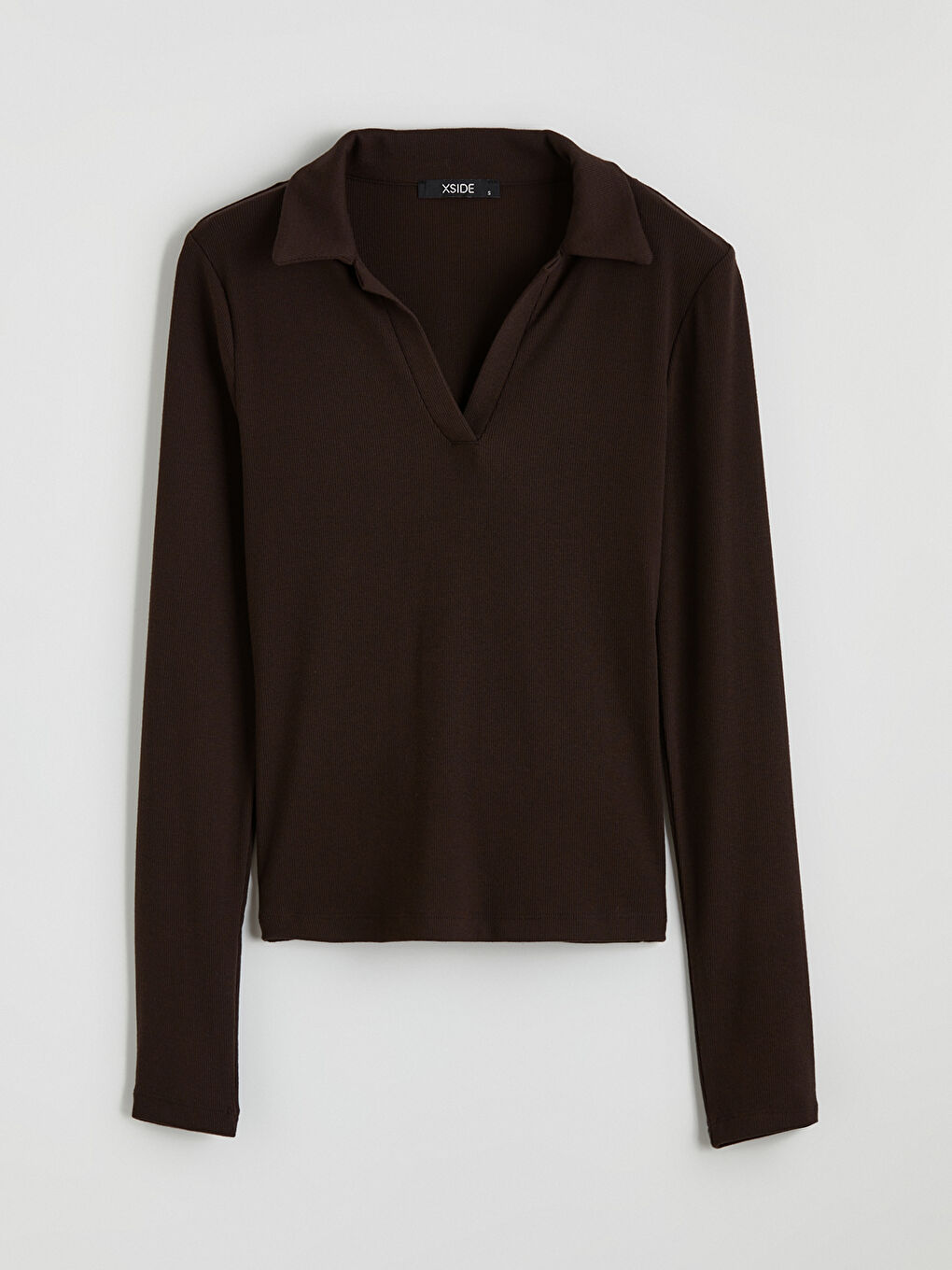 Kahverengi Polo Yaka Kadın Body	-4