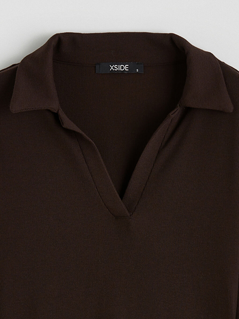 Kahverengi Polo Yaka Kadın Body	-5