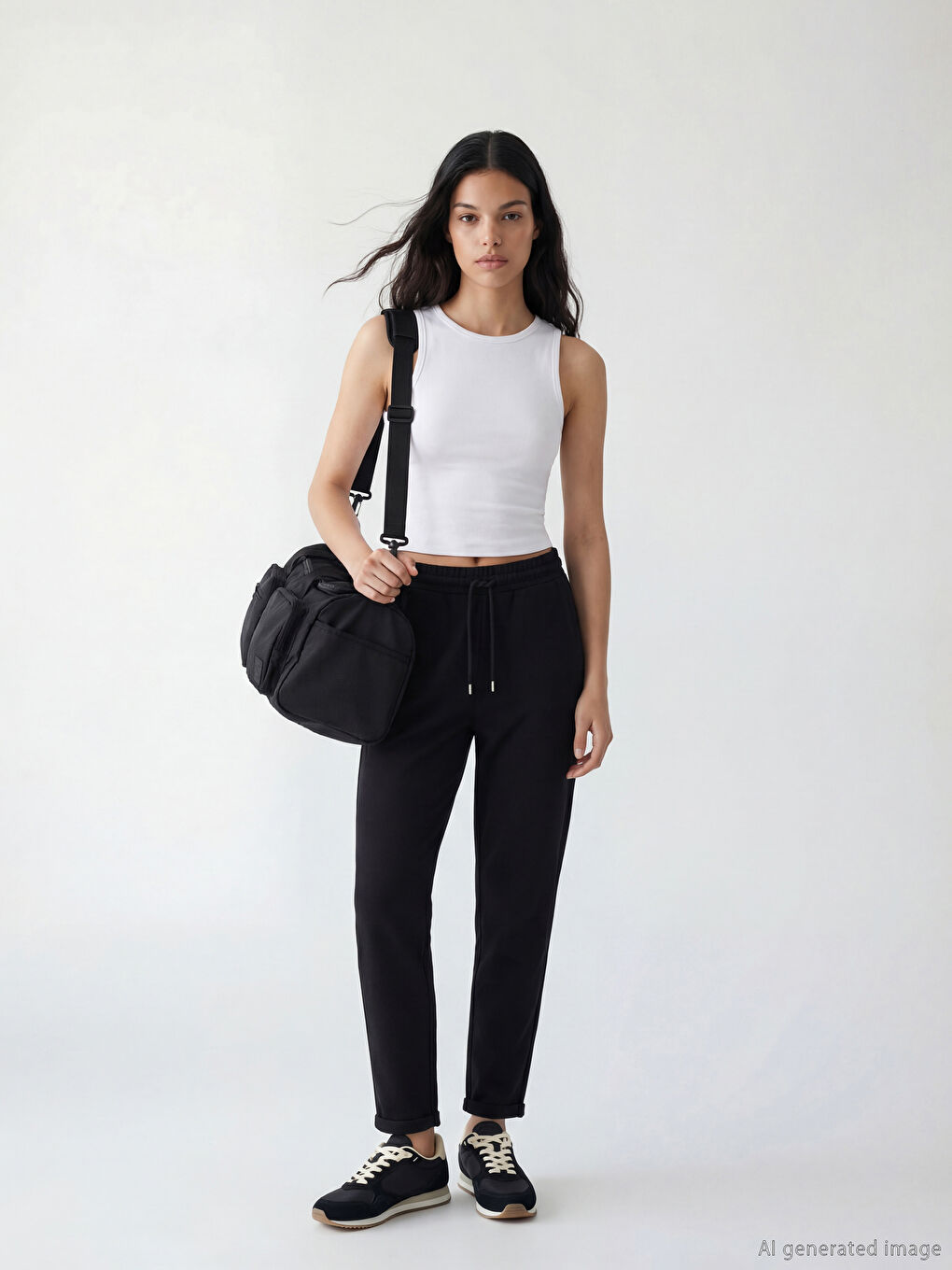 Siyah Beli Lastikli Kadın Kalın Eşofman Altı