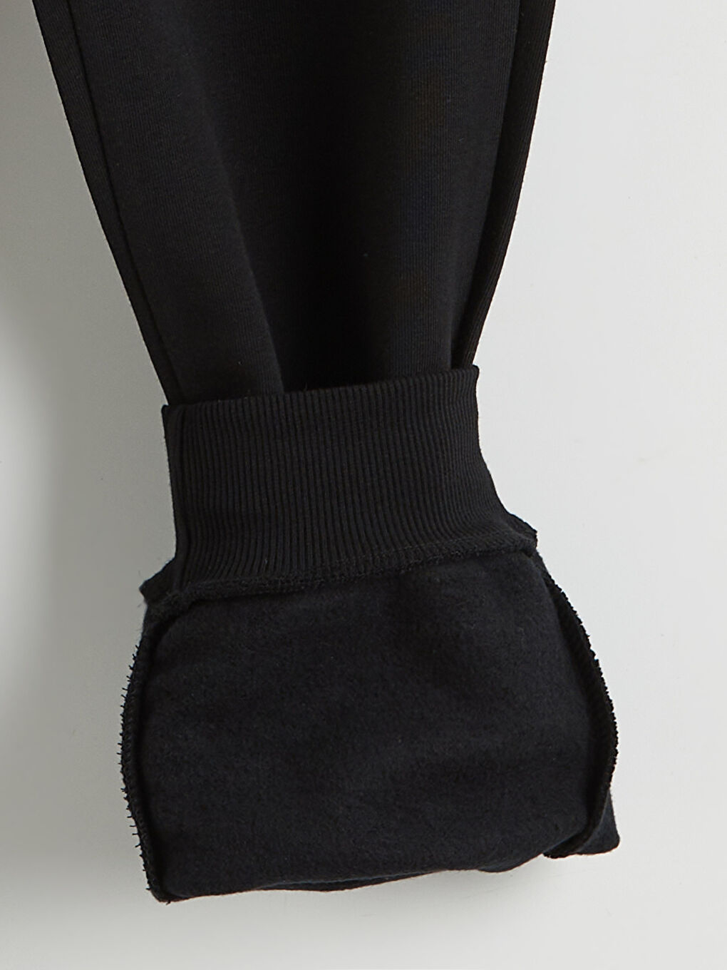 Siyah Beli Lastikli Kadın Kalın Jogger Eşofman Altı-1