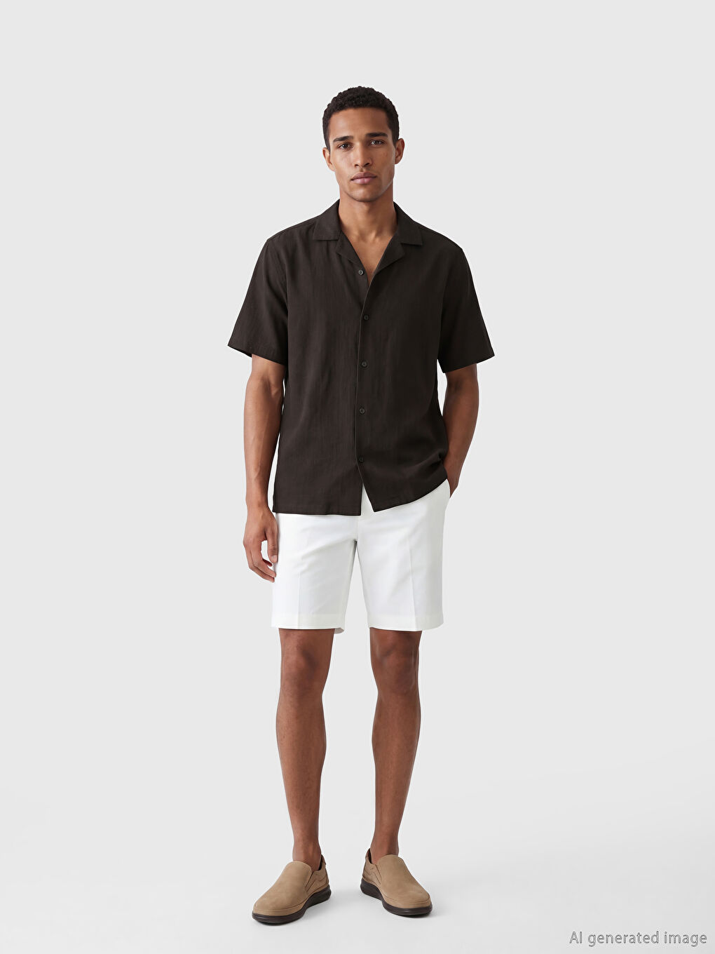 Kahverengi Regular Fit Krinkle Erkek Gömlek-1