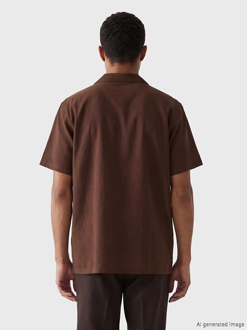 Kahverengi Regular Fit Krinkle Erkek Gömlek-2