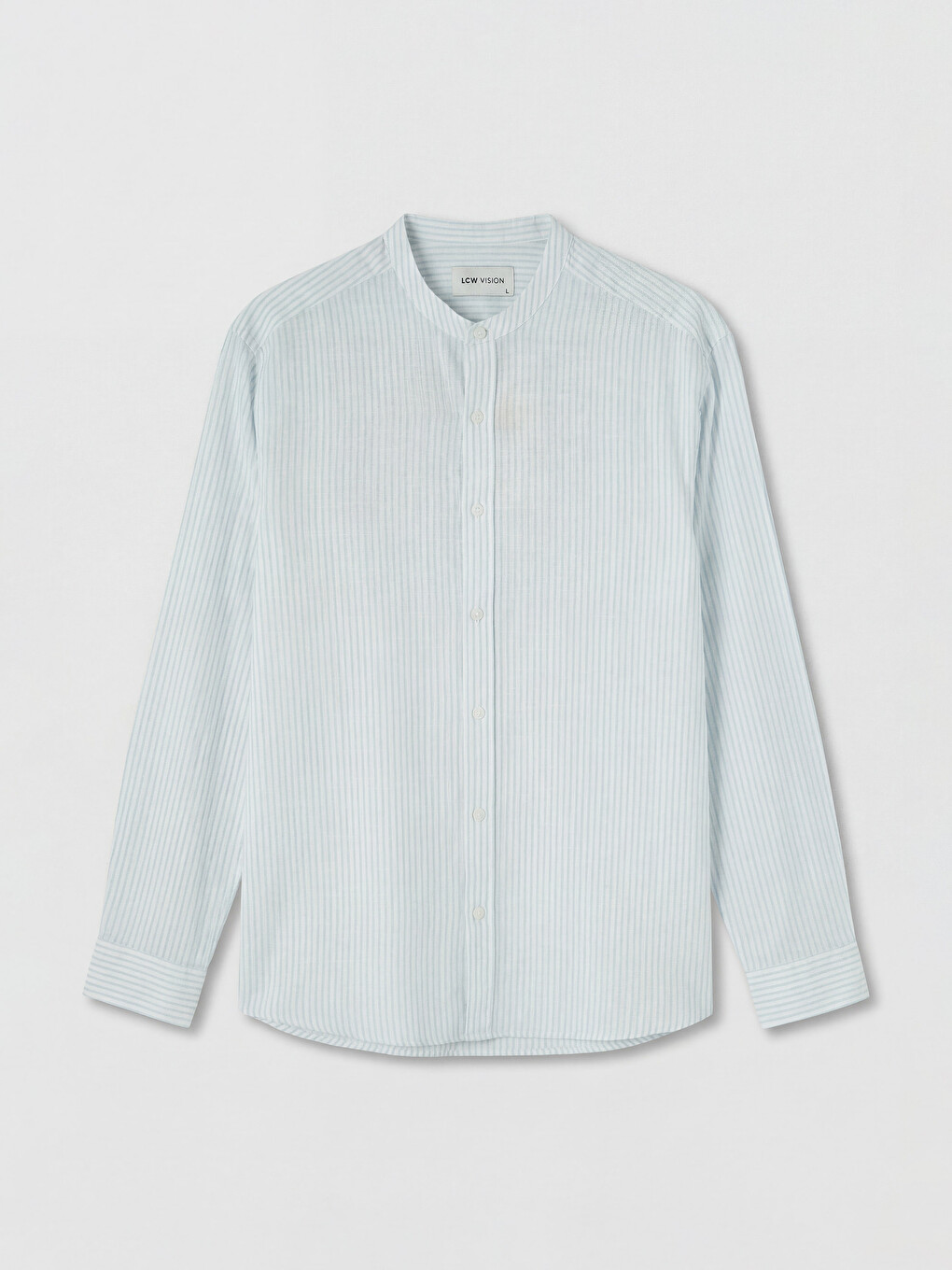 Regular Fit Grandad Collar Striped Men's Shirt-3