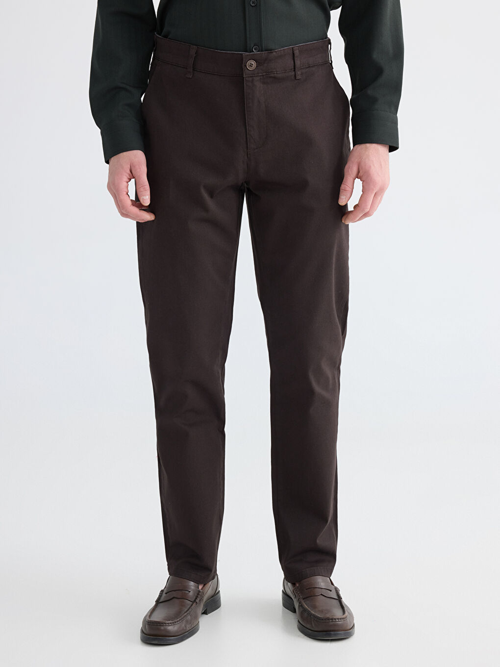 Kahverengi Standart Kalıp Erkek Chino Pantolon-3