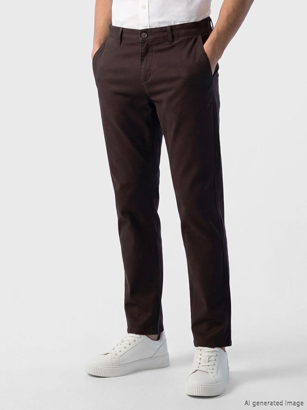 Kahverengi Standart Kalıp Erkek Chino Pantolon-2