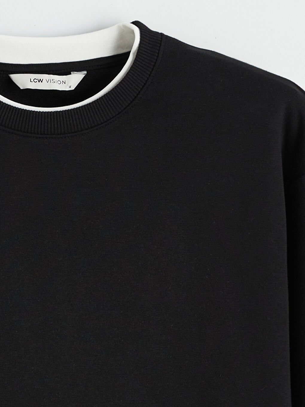 Siyah Bisiklet Yaka Erkek Kalın Sweatshirt-2