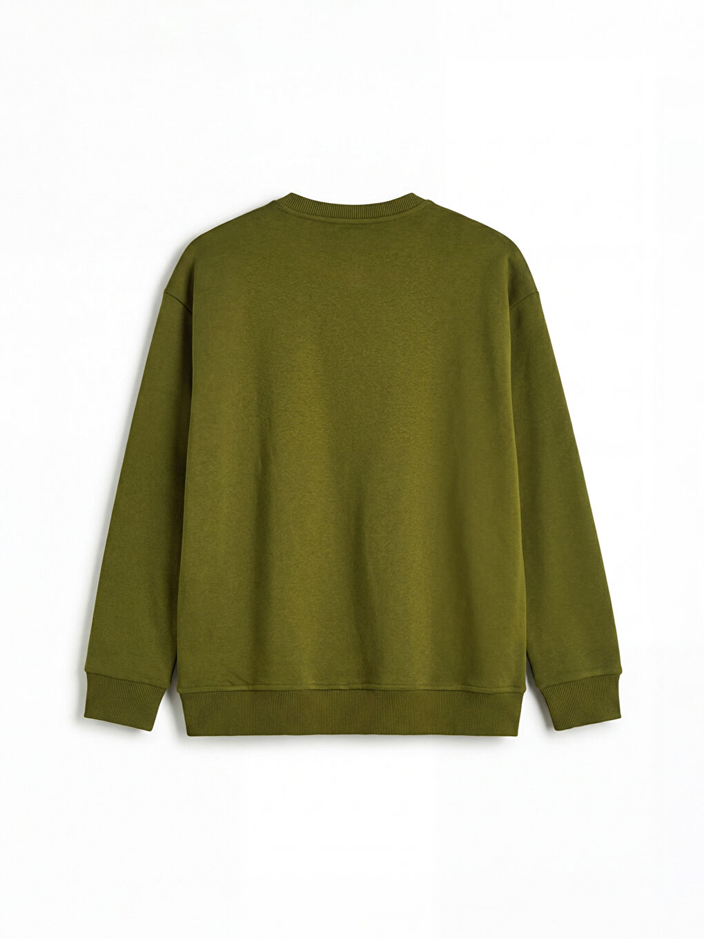 Haki Bisiklet Yaka Erkek Kalın Sweatshirt-1