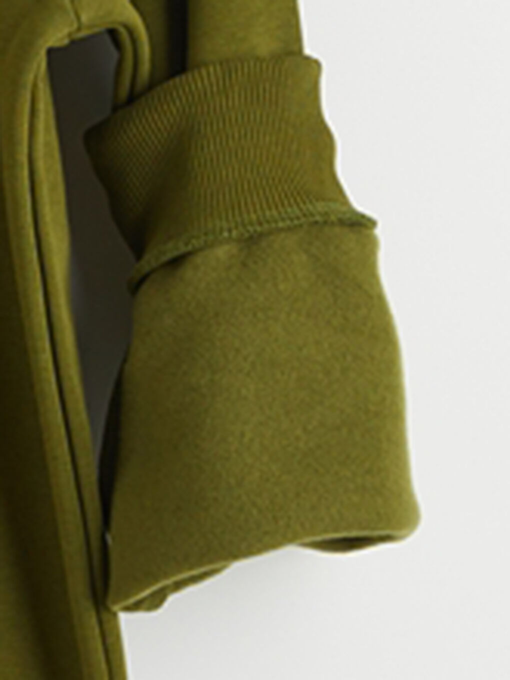 Haki Bisiklet Yaka Erkek Kalın Sweatshirt-2