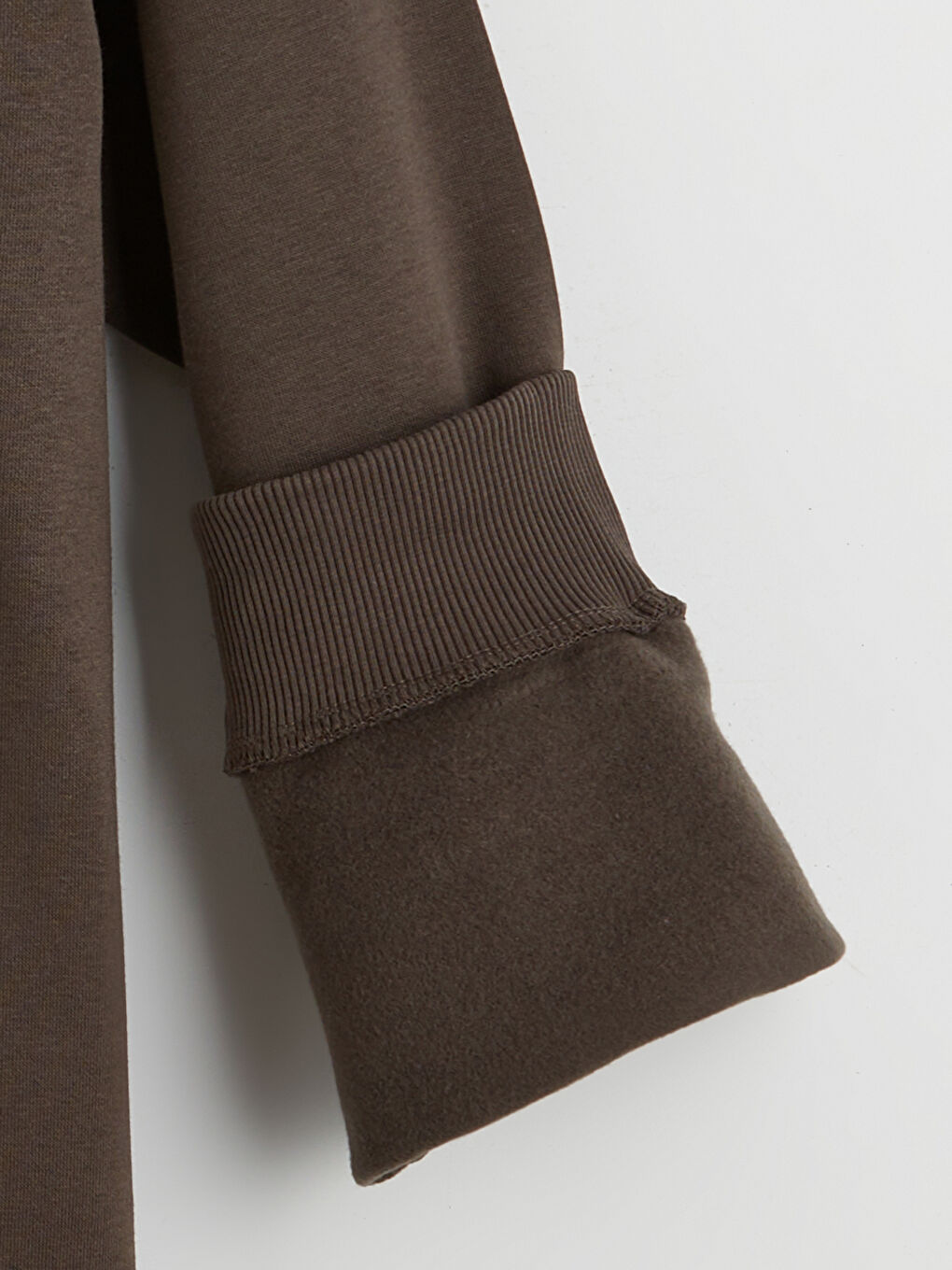 Kahverengi Bisiklet Yaka Erkek Kalın Sweatshirt-1