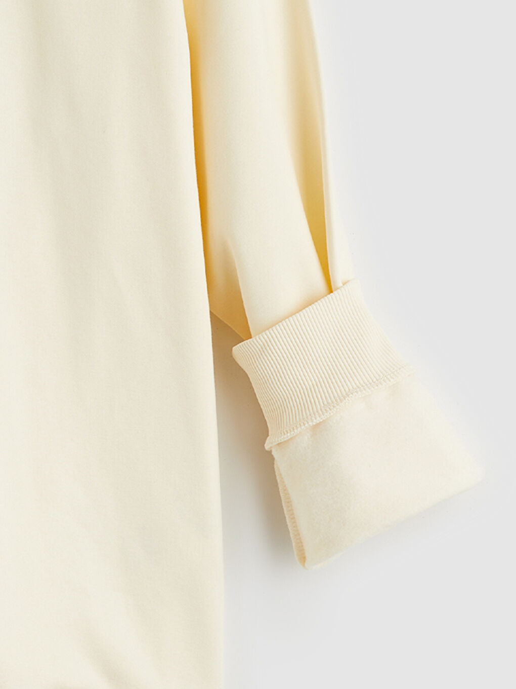 Bej Bisiklet Yaka Erkek Kalın Sweatshirt-1