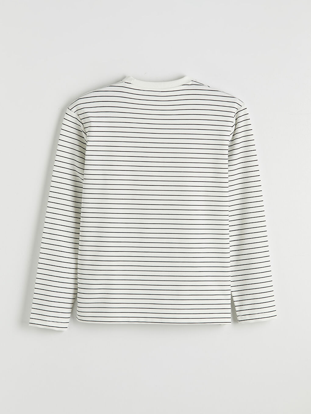 Ekru Bisiklet Yaka Çizgili Erkek Sweatshirt-1