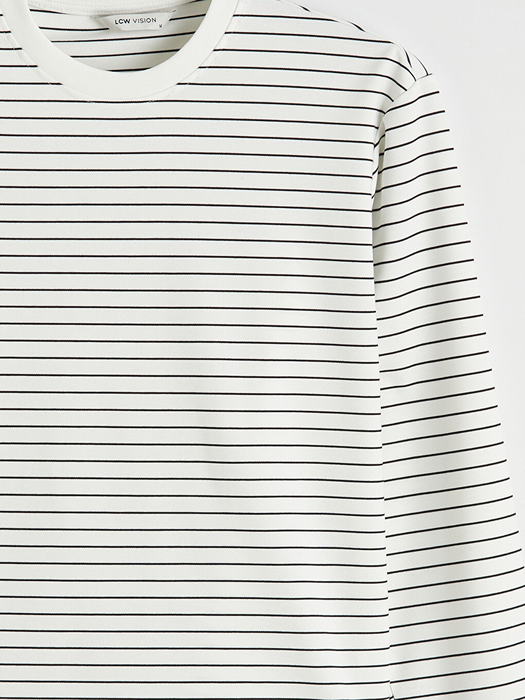 Ekru Bisiklet Yaka Çizgili Erkek Sweatshirt-2