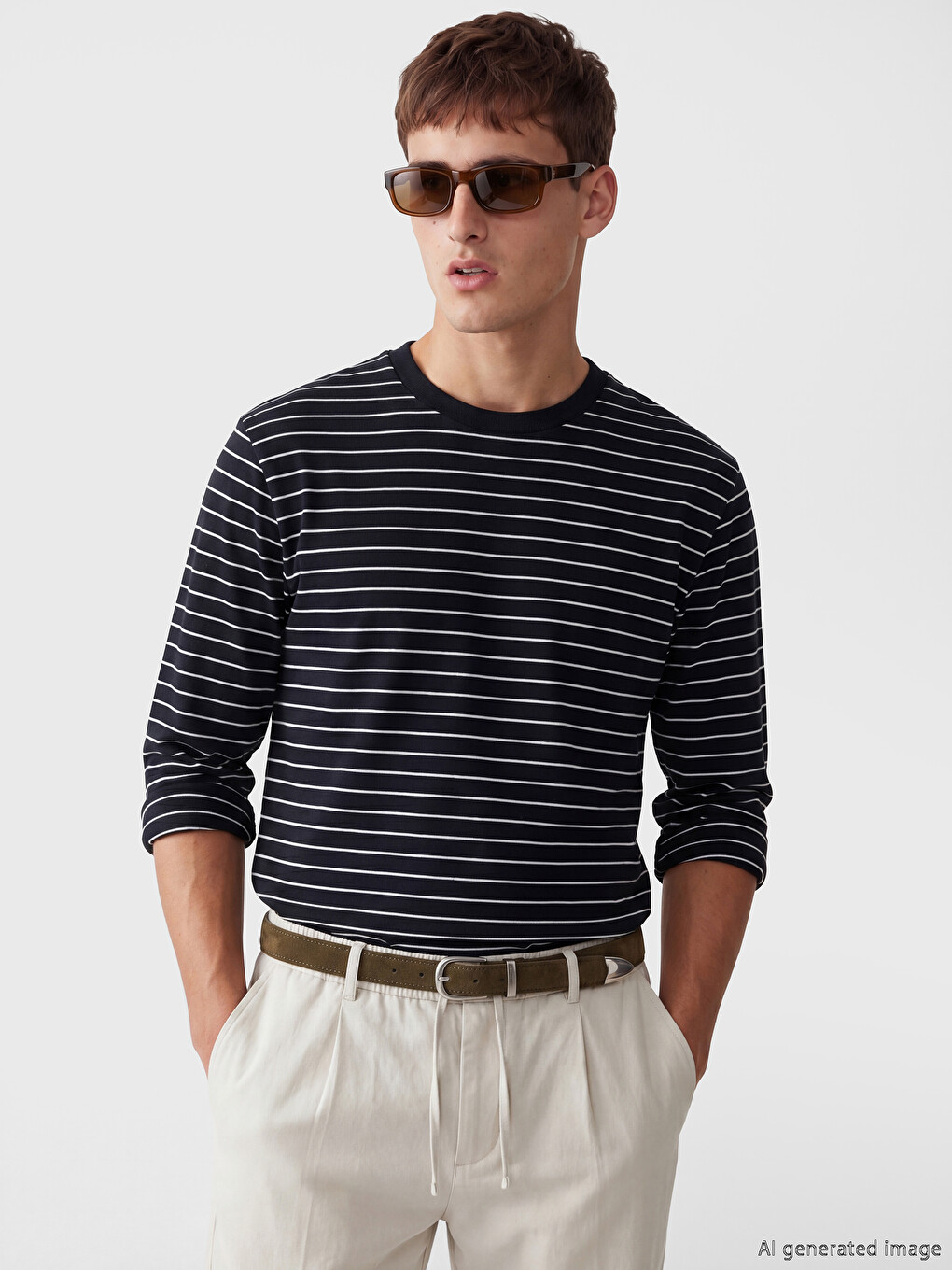 Crew Neck Striped Men's Sweatshirt
