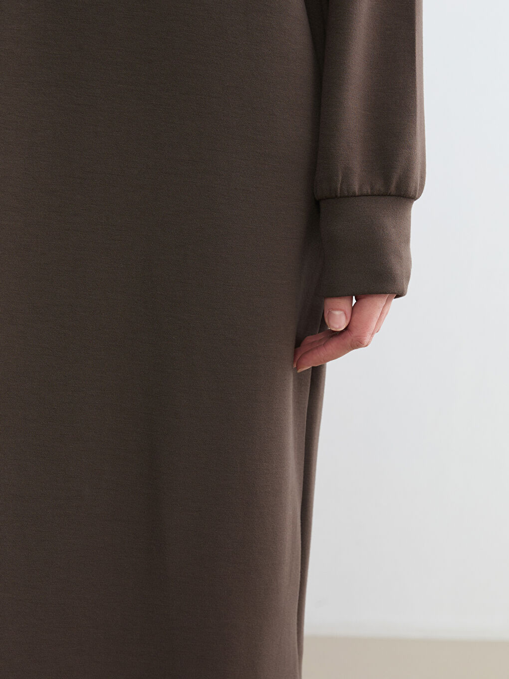 Bordo Bisiklet Yaka Yırtmaçlı Sweat Elbise-2