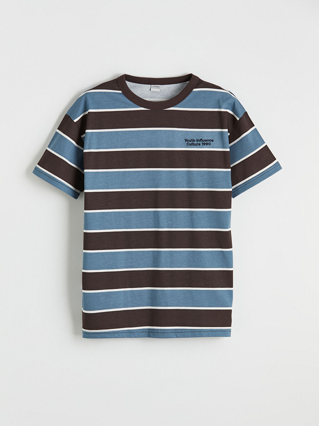 Kahverengi Bisiklet Yaka Çizgili Erkek Çocuk Tişört