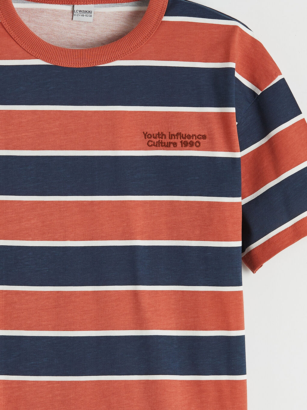 Turuncu Bisiklet Yaka Çizgili Erkek Çocuk Tişört-2