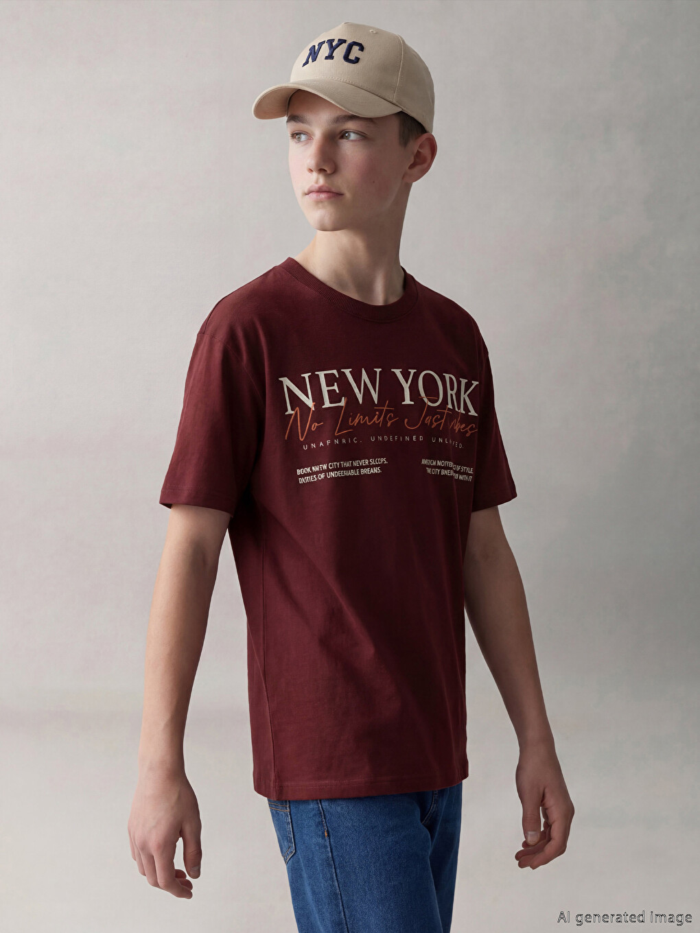 Boys' Crew Neck New York Printed T-Shirt