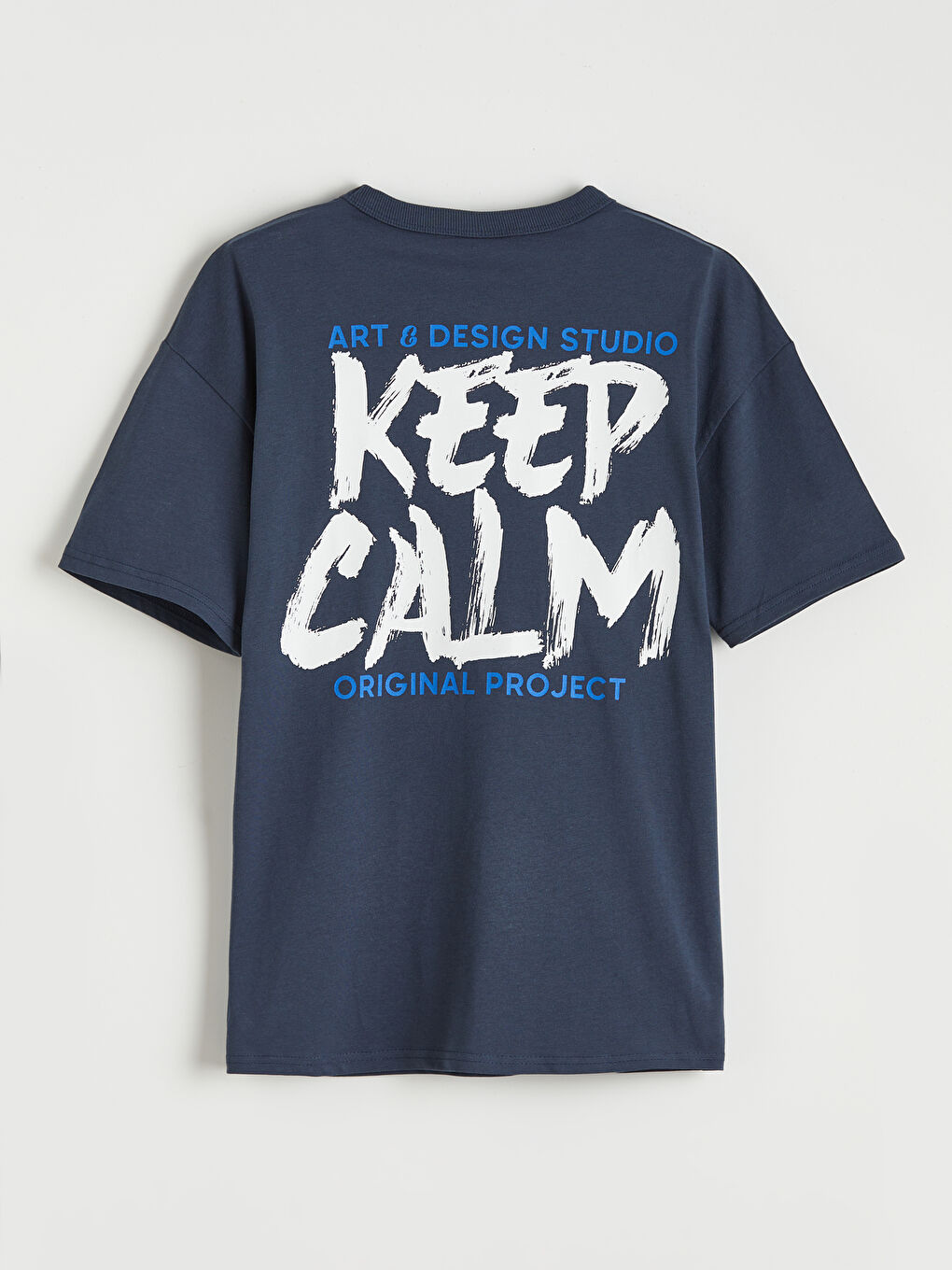 Lacivert Bisiklet Yaka Erkek Çocuk Baskılı Tişört-2