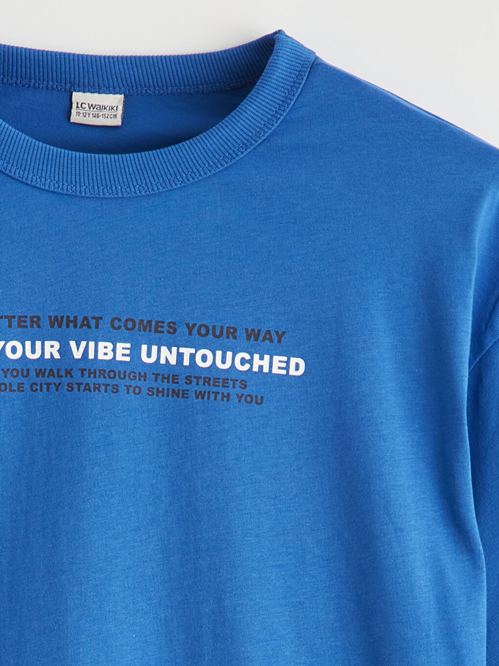 Mavi Slogan Baskılı Erkek Çocuk Tişört-2