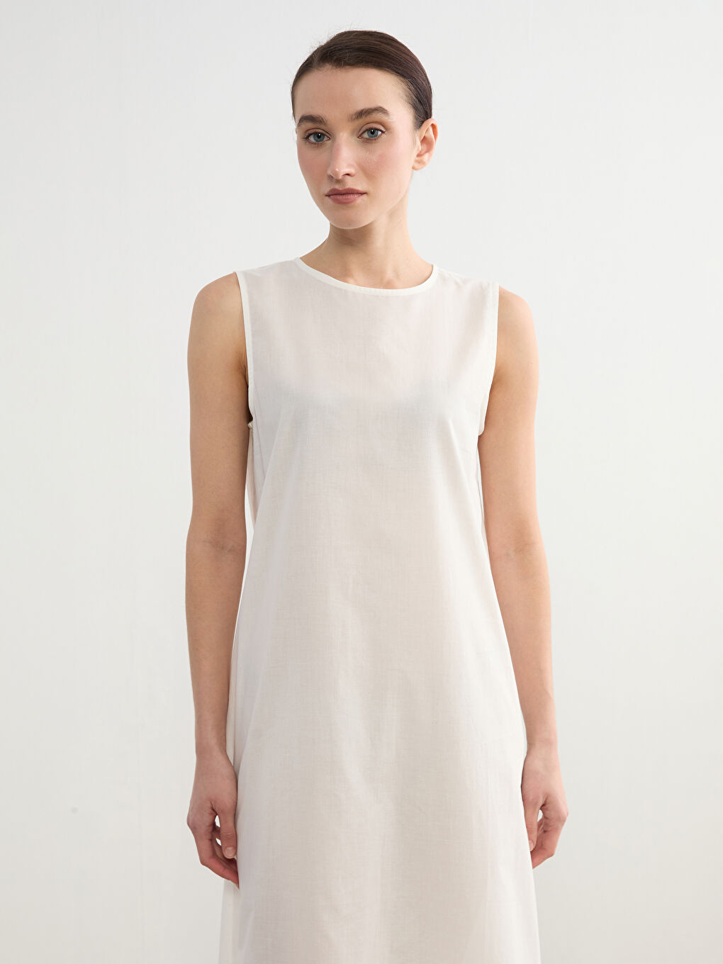 Ekru Bisiklet Yaka A Kesim Elbise Astarı-1