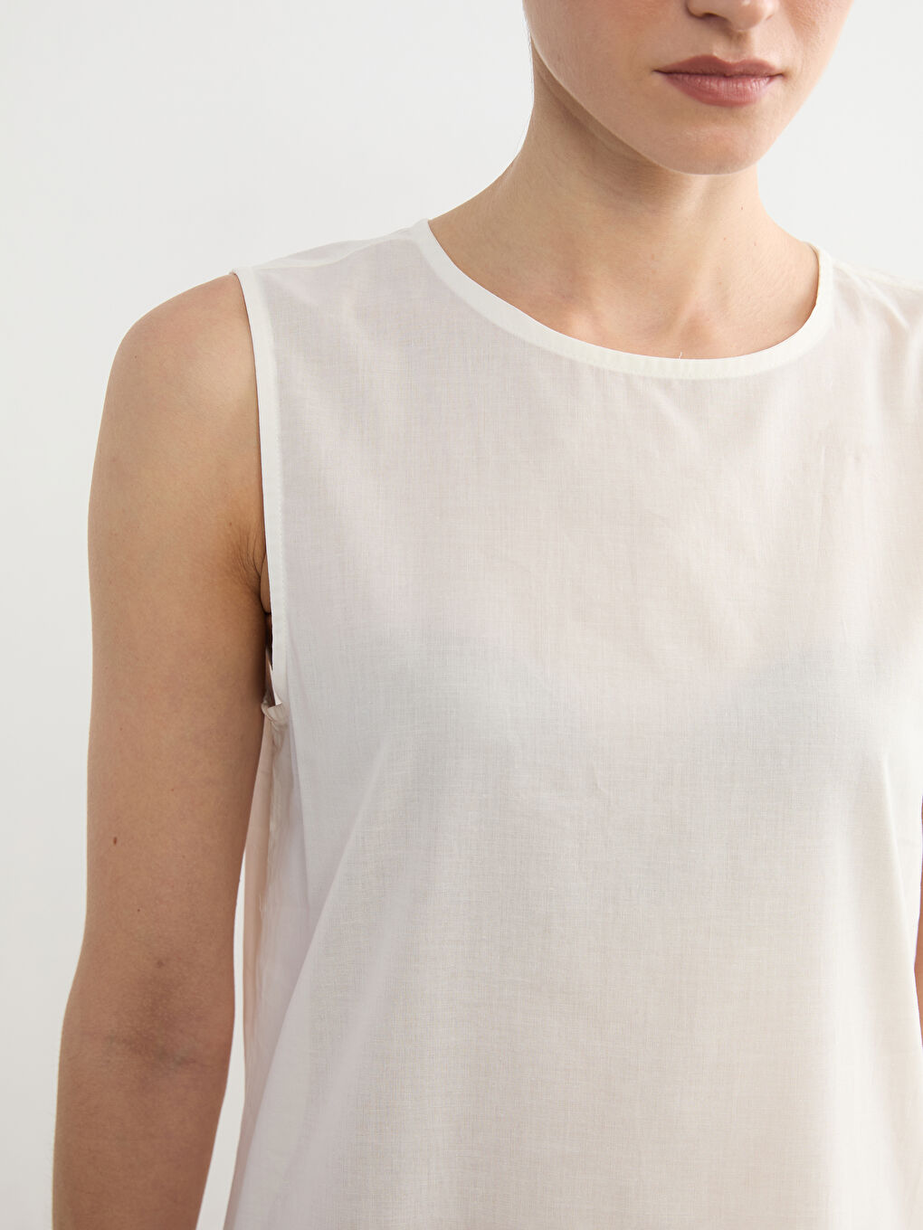 Ekru Bisiklet Yaka A Kesim Elbise Astarı-2