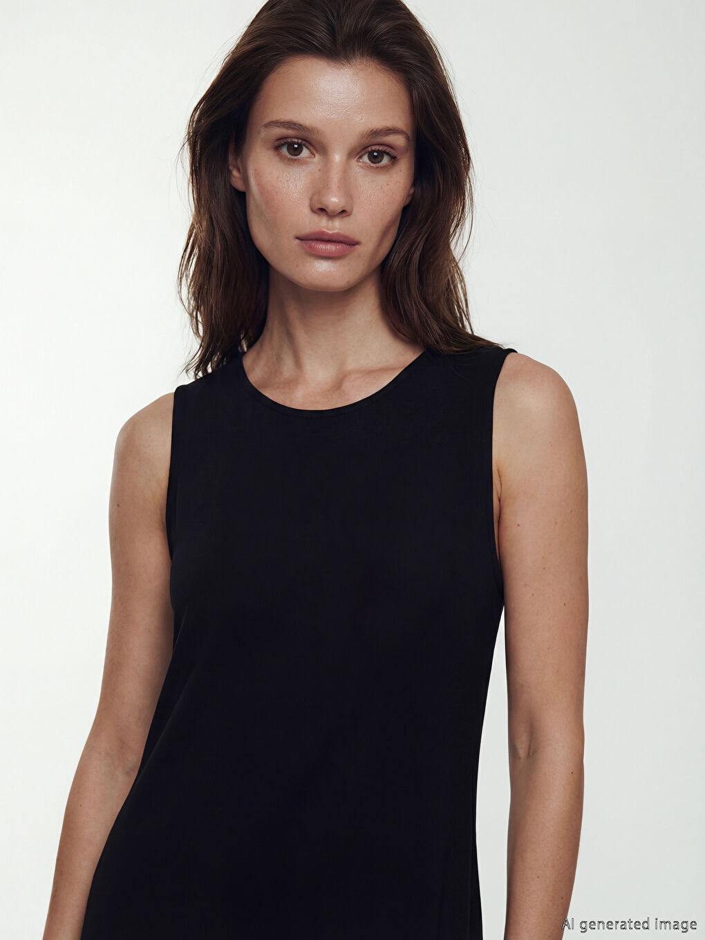 Siyah Bisiklet Yaka Kadın Elbise Astarı-1