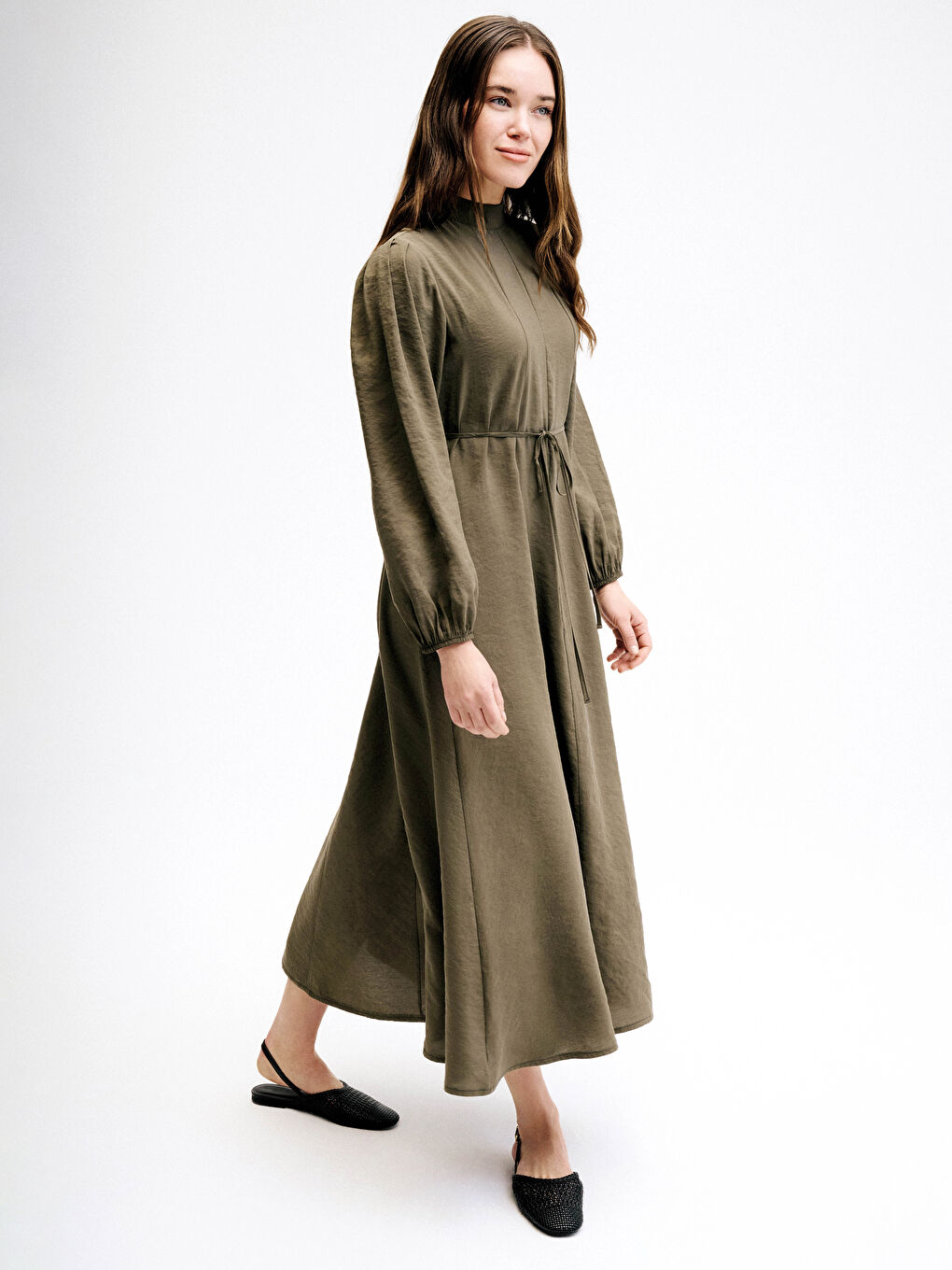 Hakim Yaka Pileli Elbise-1