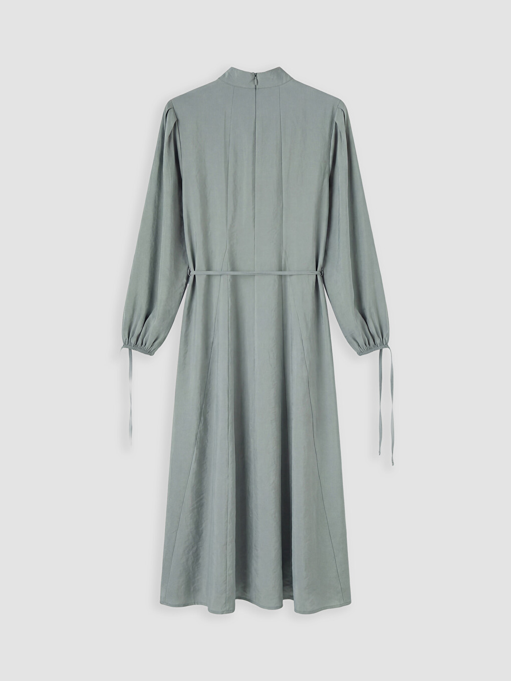 Yeşil Hakim Yaka Pileli Elbise-1