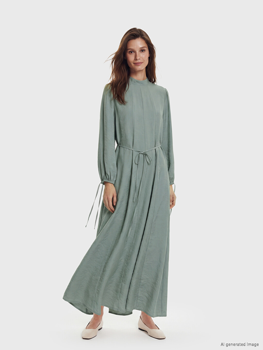 Plisirana Haljina Sa Djedovskom Kragnom