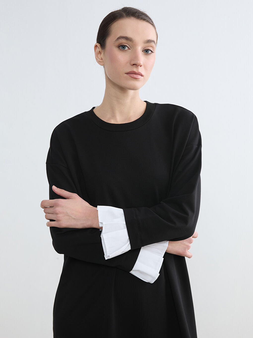 Crew Neck Sweatshirt Dress-1