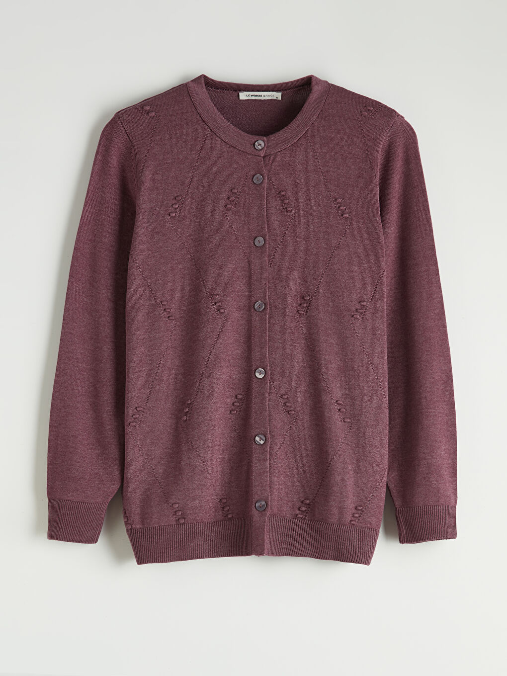 Pembe Bisiklet Yaka Ajurlu Kadın Triko Hırka