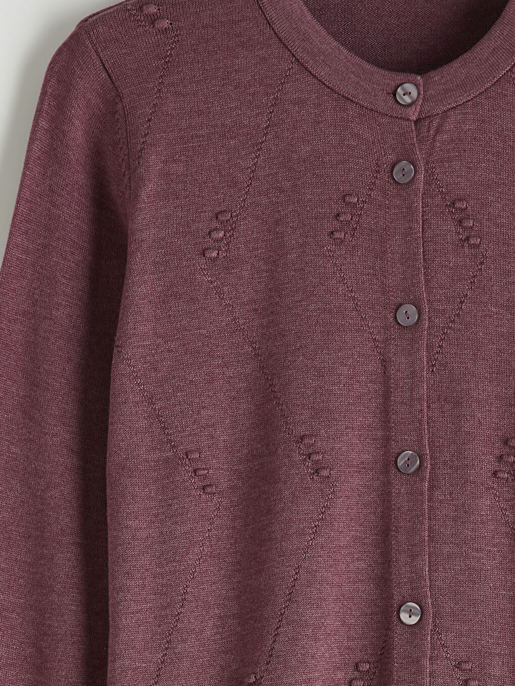 Pembe Bisiklet Yaka Ajurlu Kadın Triko Hırka-1