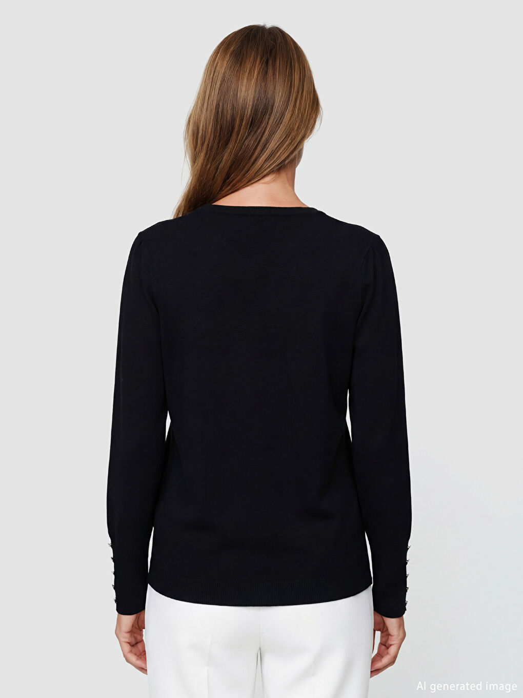 Crew Neck Women's Tricot Sweater-3