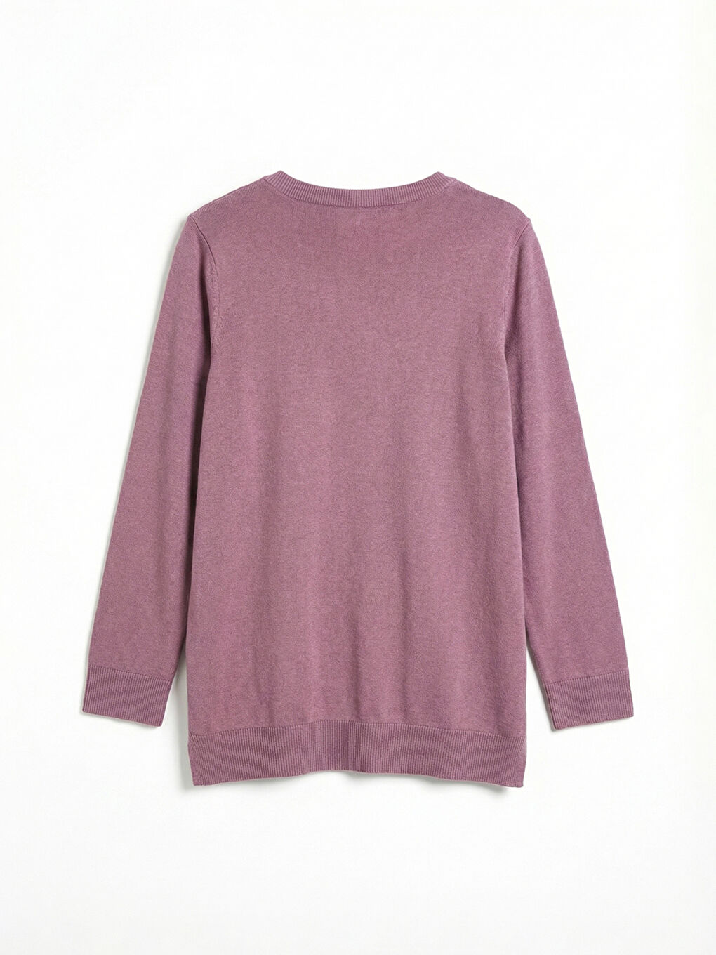 Pembe Bisiklet Yaka Baklava Desenli Kadın Triko Kazak-1