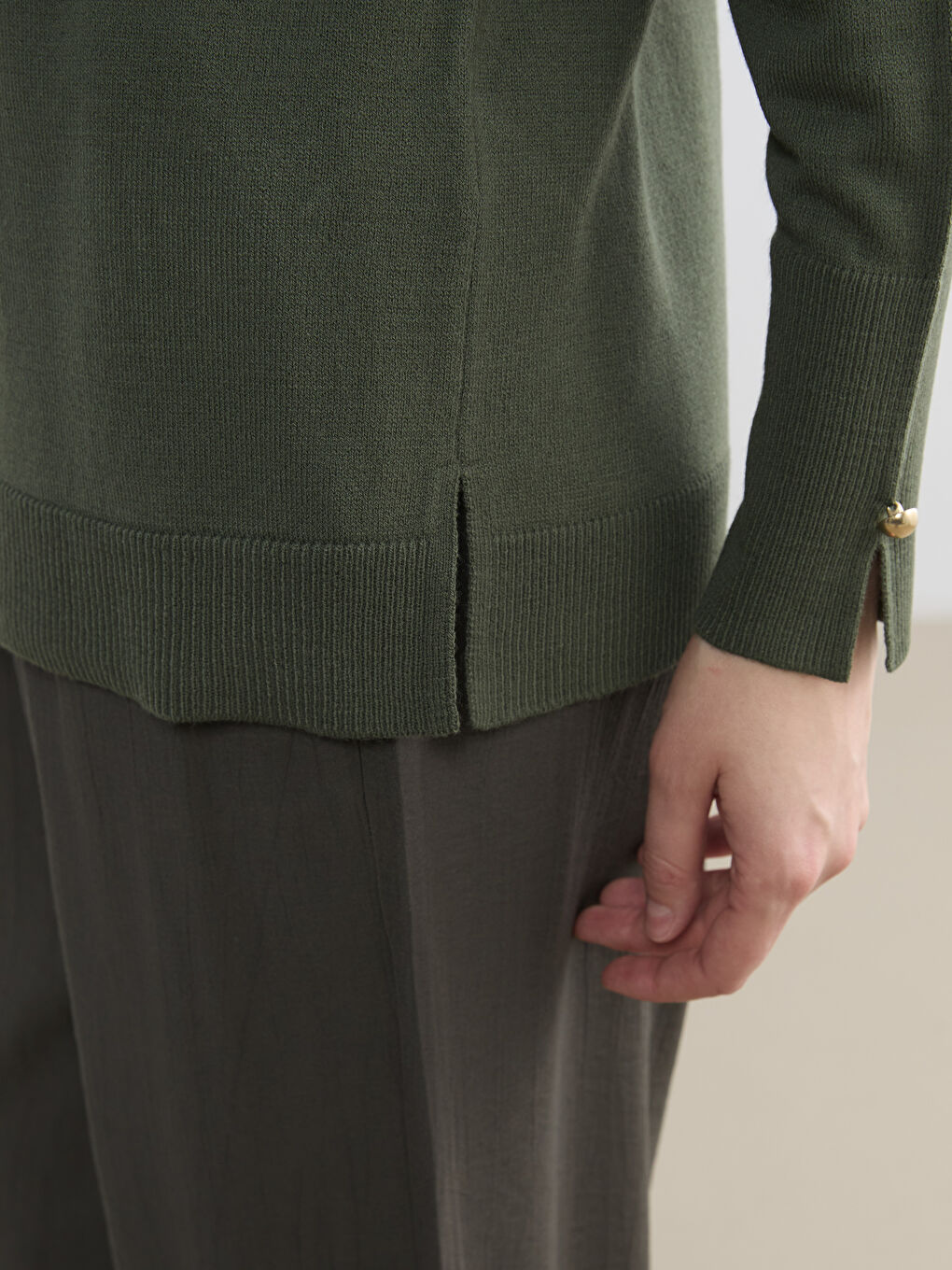 Ruffled High-Neck Knit Sweater-2