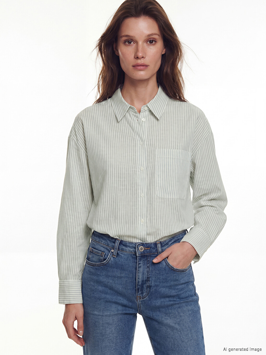 Çizgili Oversize Kadın Gömlek Tunik