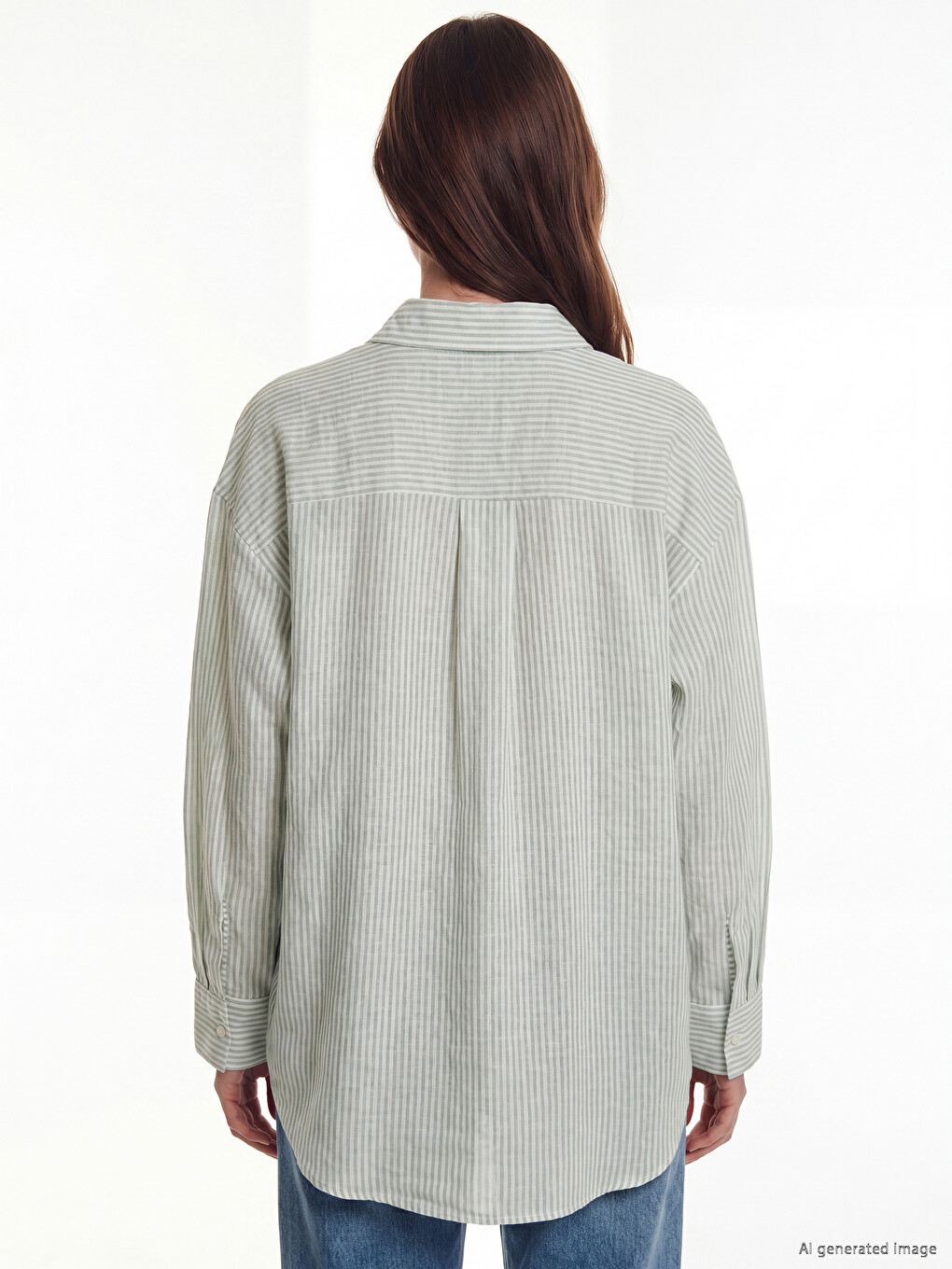 Çizgili Oversize Kadın Gömlek Tunik-3