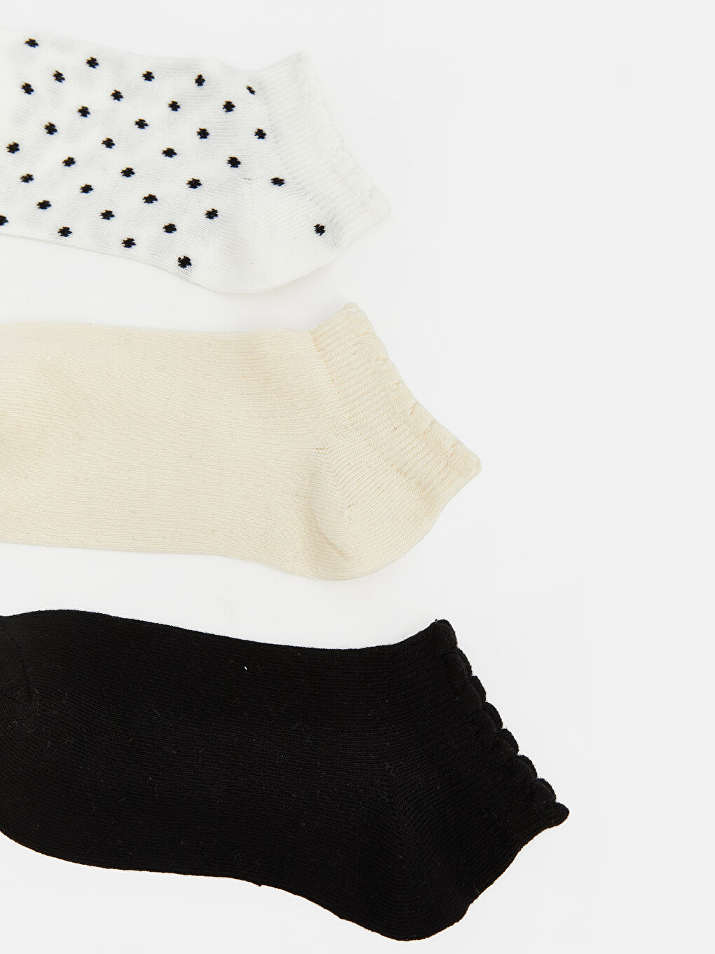 Ekru Kız Çocuk Patik Çorap 3'lü-1