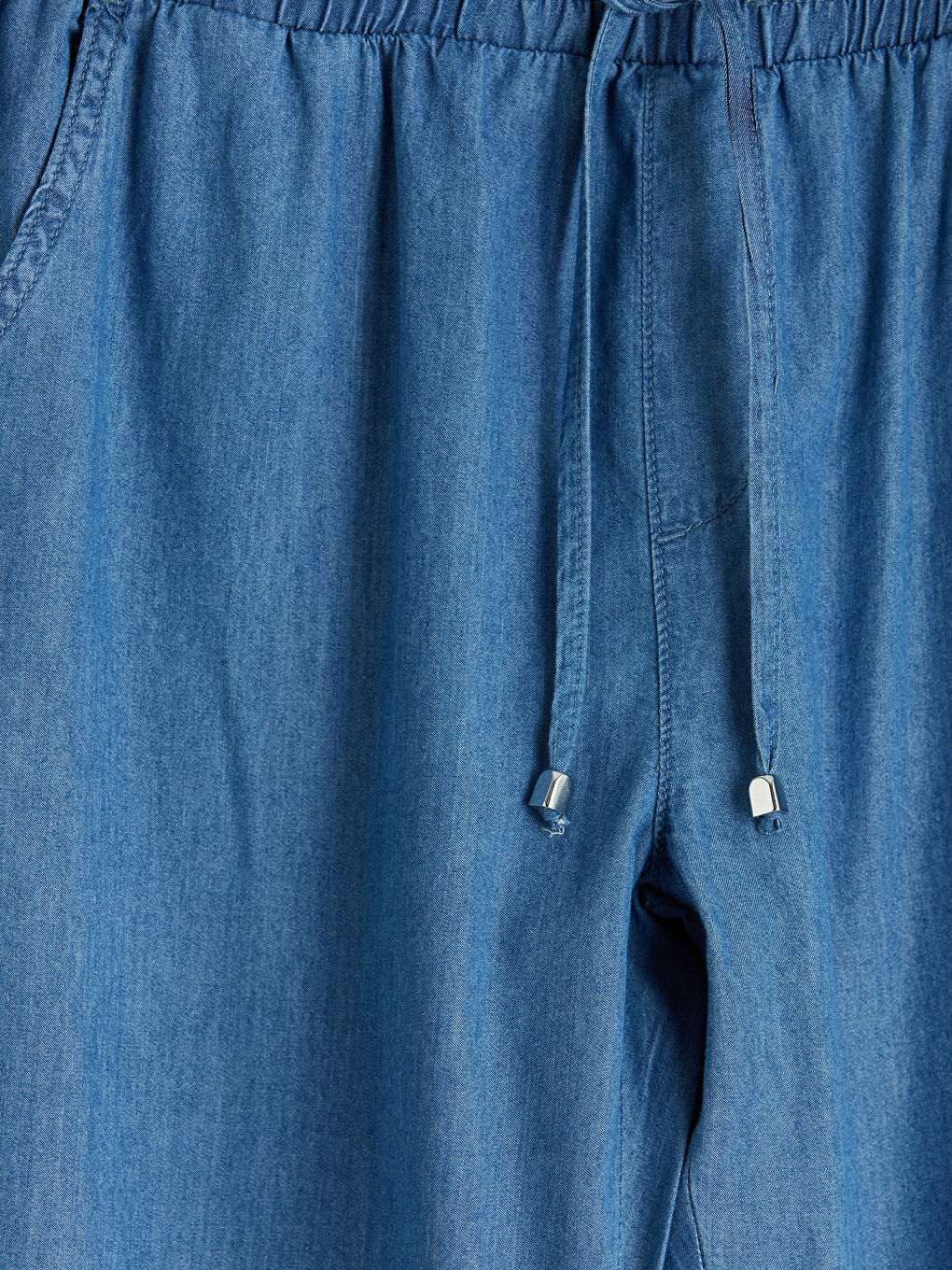 Mavi Beli Lastikli Carrot Fit Kadın Jean Pantolon-6