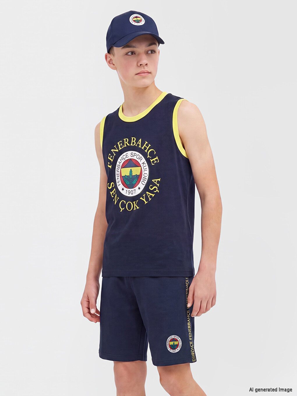 Set De Pijamale Scurte Imprimate Fenerbahçe Pentru Băieți