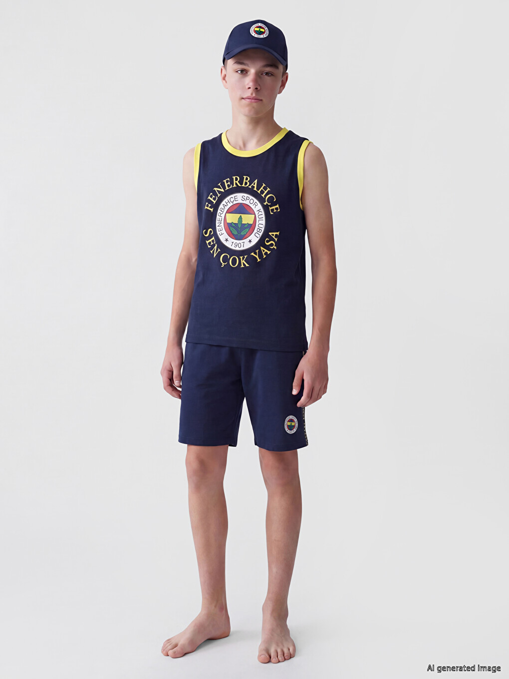 Set De Pijamale Scurte Imprimate Fenerbahçe Pentru Băieți-1